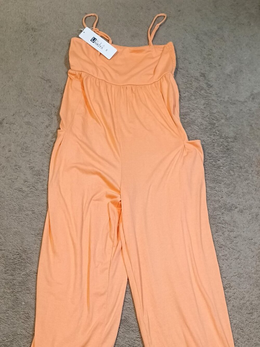 Uniankiya/Jumpsuit/Womens Small Coral Hot Shot Market Wide Leg Boho Resort Vacat